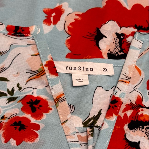 NWOT Fun 2 Fun plus size floral short sleeve blouse - Picture 5 of 5